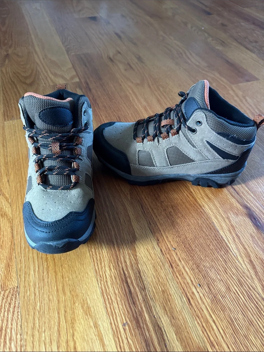Ozark Trail Brown and Black YOUTH Hiking Boots with Orange Accents